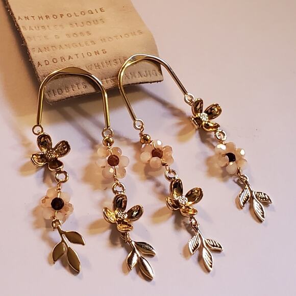 Anthropologie Floral Double-Drop Earrings New with tags attached - No flaws - Picture 2 of 10